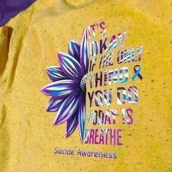 Suicide awareness backprint pocket Tshirt yellow size  medium - Picture 1 of 4